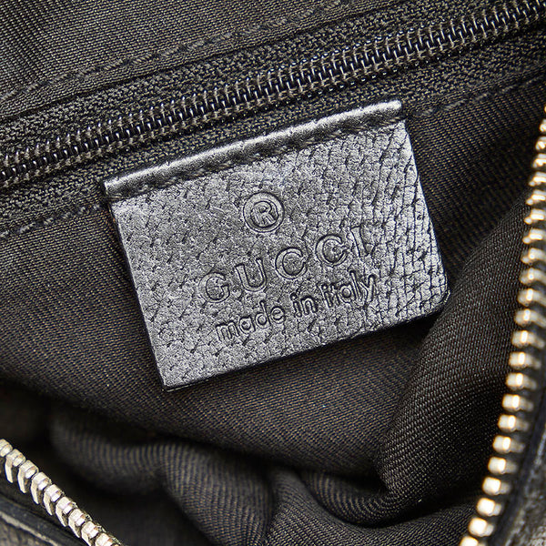 グッチ シェリーライン 145811 ブラック グリーン キャンバス レザー ハンドバッグ レディース GUCCI 【中古】