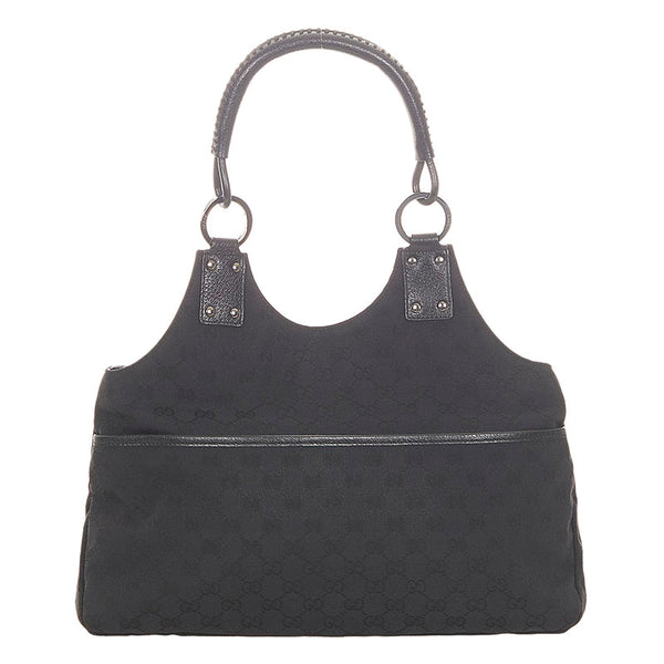 グッチ GGキャンバス 132260 ブラック キャンバス レザー ハンドバッグ レディース GUCCI 【中古】