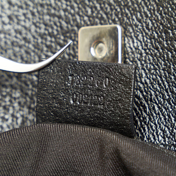 グッチ GGキャンバス 132260 ブラック キャンバス レザー ハンドバッグ レディース GUCCI 【中古】