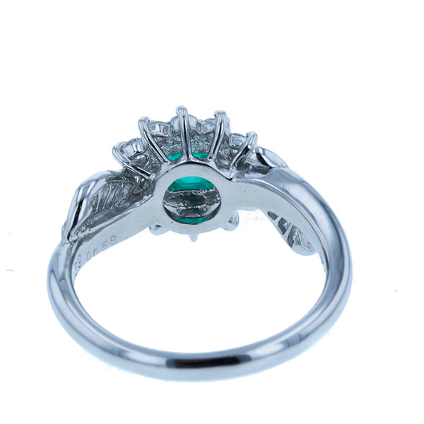 Pt900 プラチナ エメラルド0.59ct ダイヤ0.58ct リング 指輪 レディース 12号 【中古】