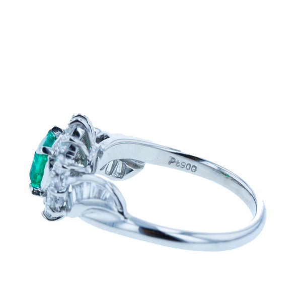 Pt900 プラチナ エメラルド0.59ct ダイヤ0.58ct リング 指輪 レディース 12号 【中古】