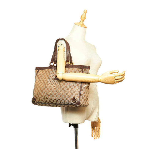 グッチ GGキャンバス アビー 141472 ベージュ キャンバス レザー トートバッグ レディース GUCCI 【中古】