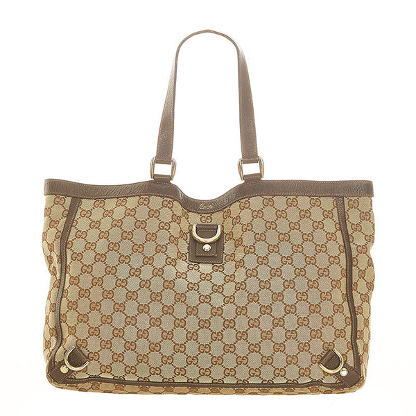 グッチ GGキャンバス アビー 141472 ベージュ キャンバス レザー トートバッグ レディース GUCCI 【中古】