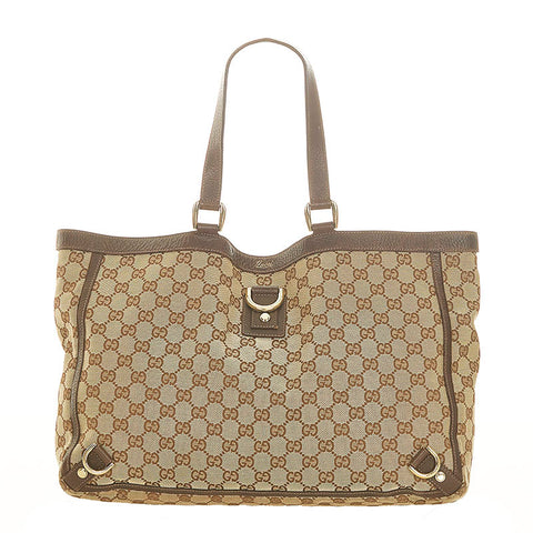 グッチ GGキャンバス アビー 141472 ベージュ キャンバス レザー トートバッグ レディース GUCCI 【中古】