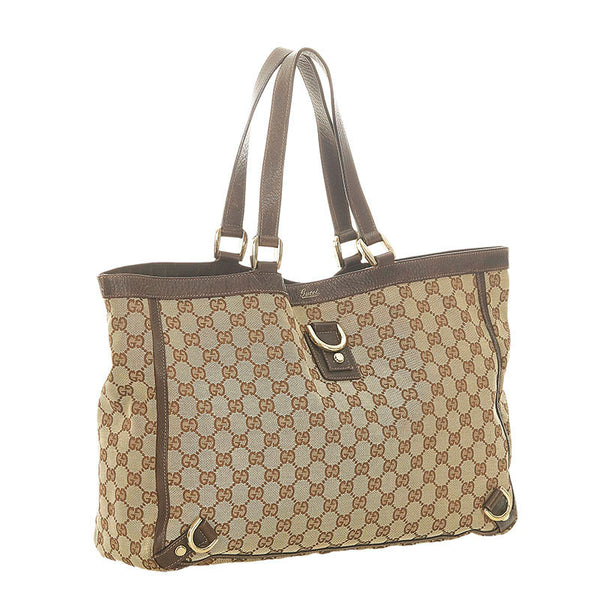 グッチ GGキャンバス アビー 141472 ベージュ キャンバス レザー トートバッグ レディース GUCCI 【中古】