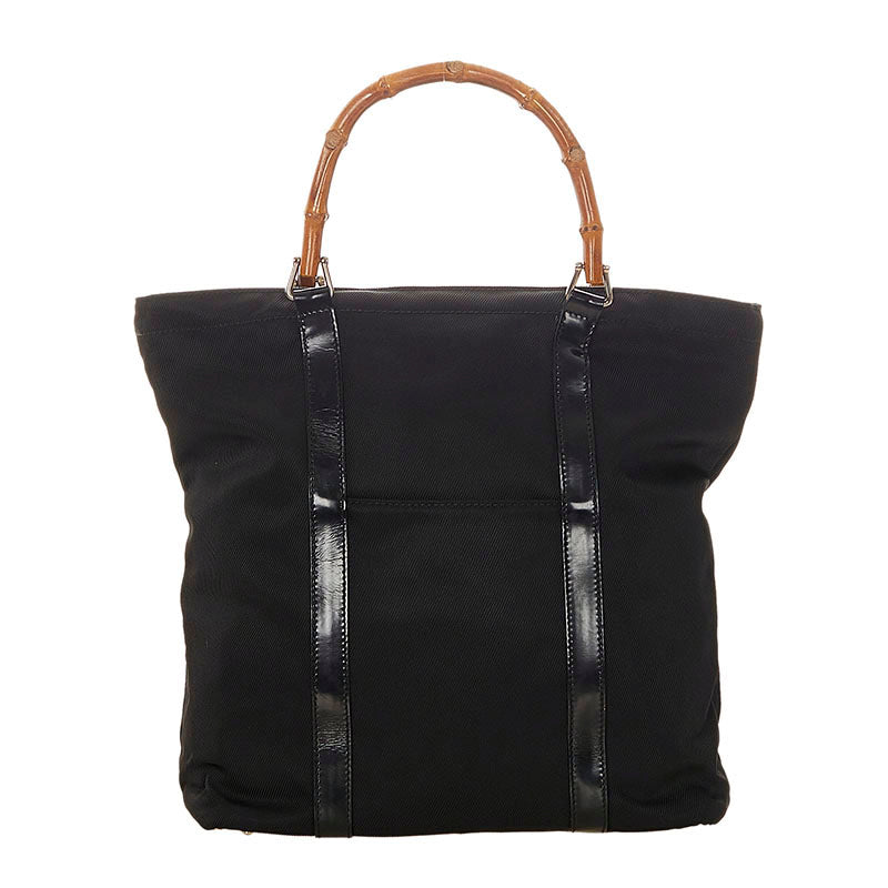 グッチ バンブー 000・1998 ブラック ナイロン トートバッグ レディース GUCCI 【中古】