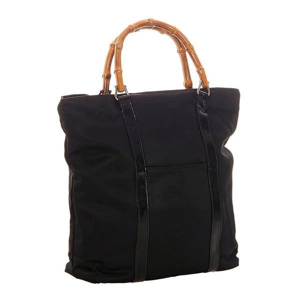 グッチ バンブー 000・1998 ブラック ナイロン トートバッグ レディース GUCCI 【中古】