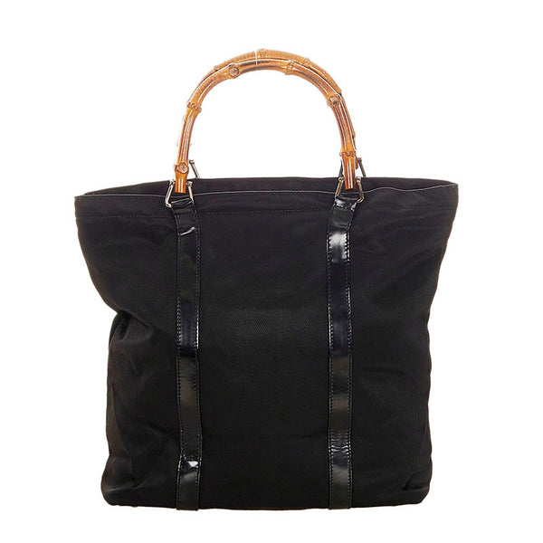 グッチ バンブー 000・1998 ブラック ナイロン トートバッグ レディース GUCCI 【中古】