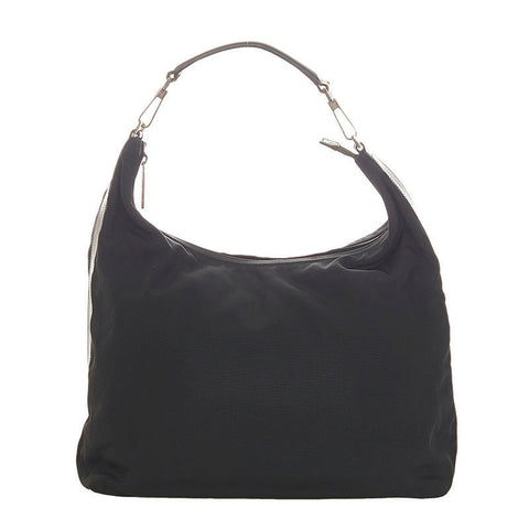 グッチ ブラック ナイロン ショルダーバッグ レディース GUCCI 【中古】