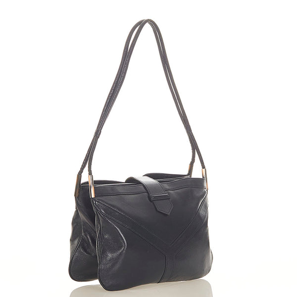イヴ サンローラン ネイビー レザー ショルダーバッグ レディース YVES SAINT LAURENT 【中古】