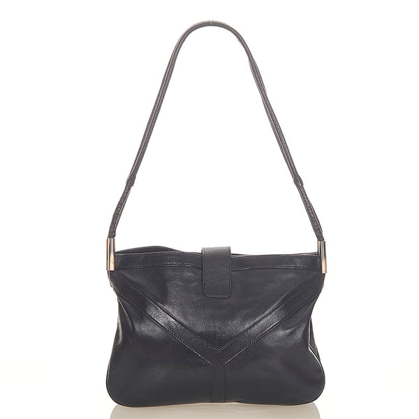 イヴ サンローラン ネイビー レザー ショルダーバッグ レディース YVES SAINT LAURENT 【中古】