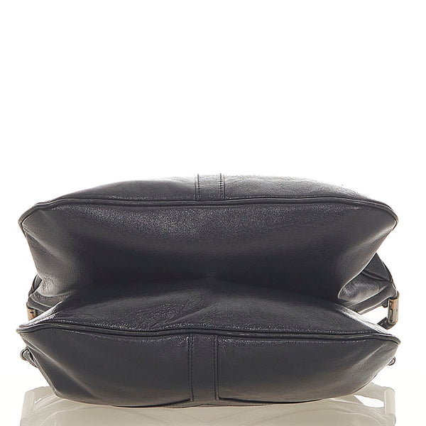イヴ サンローラン ネイビー レザー ショルダーバッグ レディース YVES SAINT LAURENT 【中古】