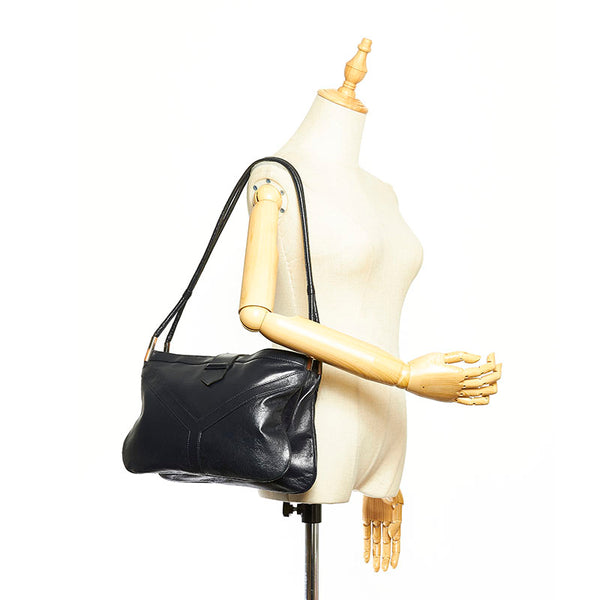 イヴ サンローラン ネイビー レザー ショルダーバッグ レディース YVES SAINT LAURENT 【中古】
