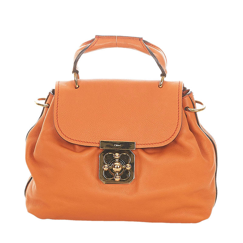 クロエ エルシー オレンジ レザー ハンドバッグ ショルダーバッグ 2WAY レディース Chloe 【中古】