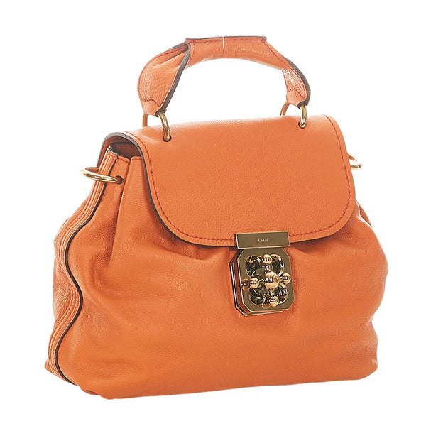 クロエ エルシー オレンジ レザー ハンドバッグ ショルダーバッグ 2WAY レディース Chloe 【中古】