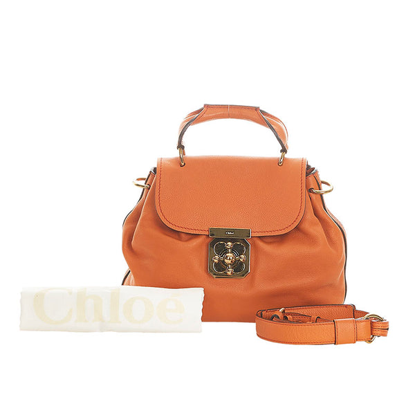 クロエ エルシー オレンジ レザー ハンドバッグ ショルダーバッグ 2WAY レディース Chloe 【中古】