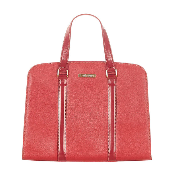 バーバリー レッド レザー ハンドバッグ レディース BURBERRY 【中古】