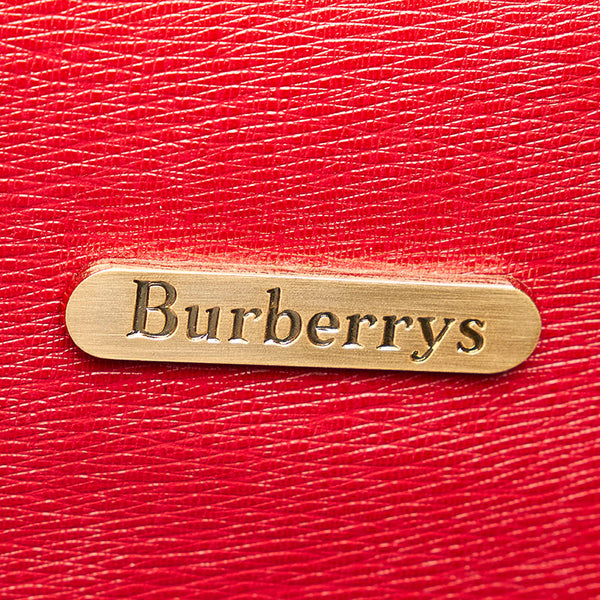 バーバリー レッド レザー ハンドバッグ レディース BURBERRY 【中古】