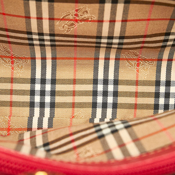 バーバリー レッド レザー ハンドバッグ レディース BURBERRY 【中古】