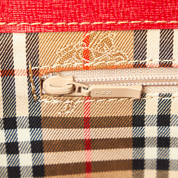 バーバリー レッド レザー ハンドバッグ レディース BURBERRY 【中古】