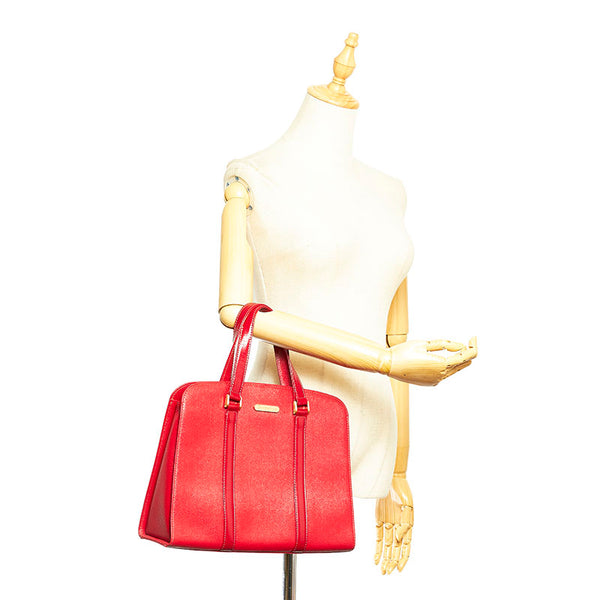 バーバリー レッド レザー ハンドバッグ レディース BURBERRY 【中古】