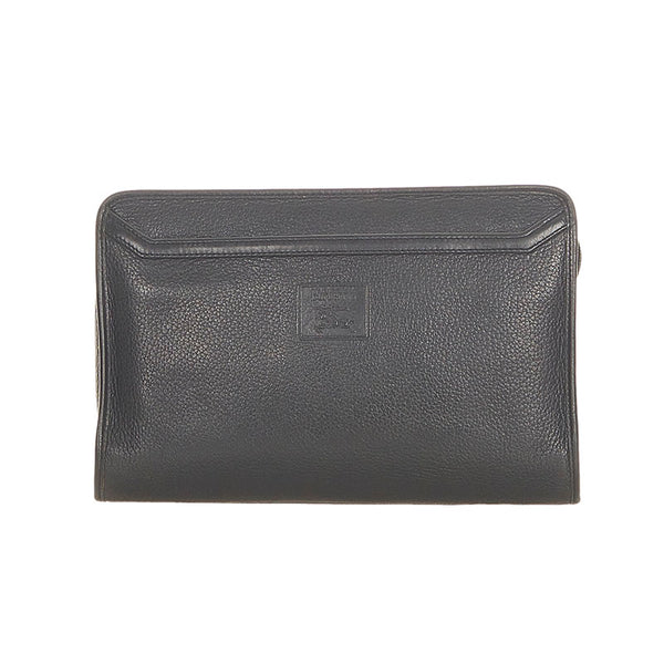 バーバリー ブラック レザー クラッチバッグ セカンドバッグ メンズ BURBERRY 【中古】