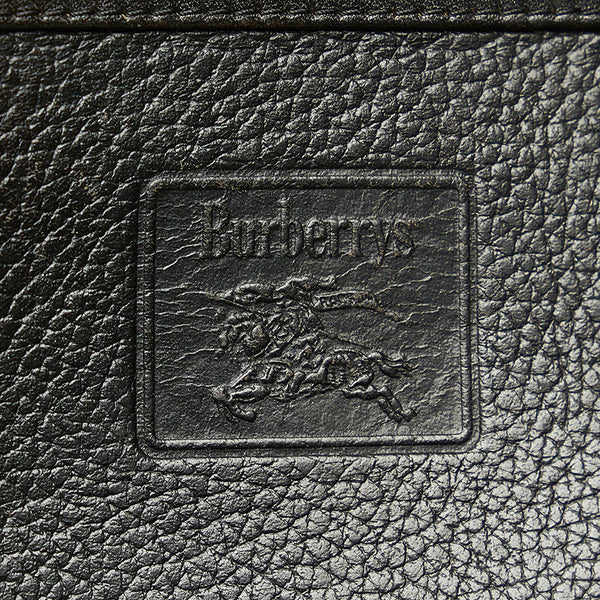 バーバリー ブラック レザー クラッチバッグ セカンドバッグ メンズ BURBERRY 【中古】