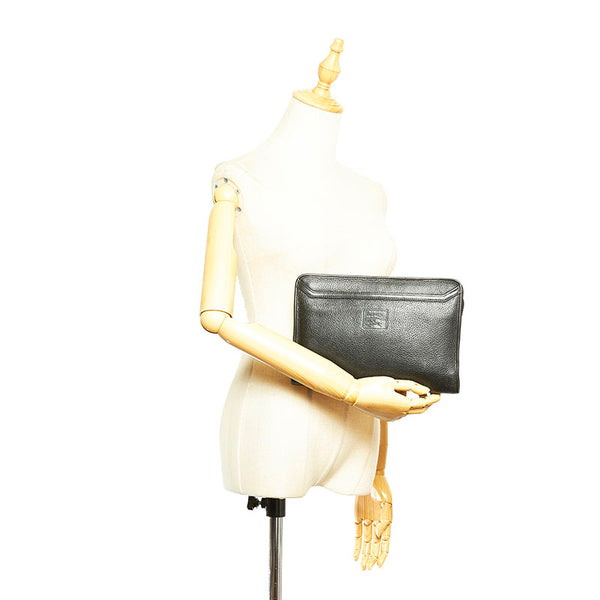 バーバリー ブラック レザー クラッチバッグ セカンドバッグ メンズ BURBERRY 【中古】