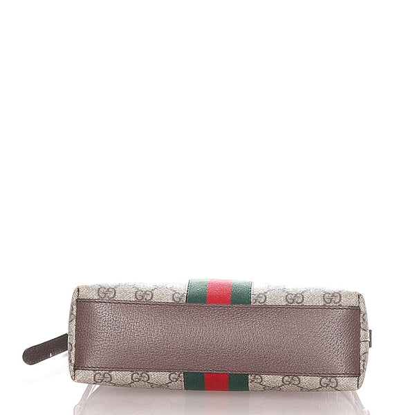 グッチ オフィディア GGスプリーム ベージュ ブラウン  PVC レザー ショルダーバッグ レディース GUCCI 【中古】