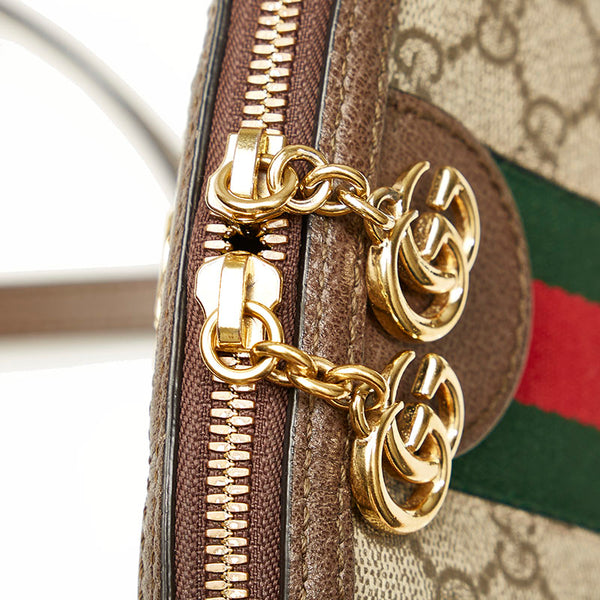 グッチ オフィディア GGスプリーム ベージュ ブラウン  PVC レザー ショルダーバッグ レディース GUCCI 【中古】