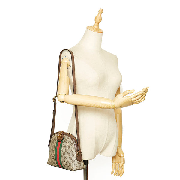 グッチ オフィディア GGスプリーム ベージュ ブラウン  PVC レザー ショルダーバッグ レディース GUCCI 【中古】