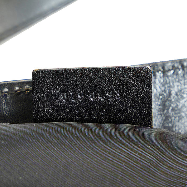 グッチ ブラック ナイロン レザー トートバッグ レディース GUCCI 【中古】