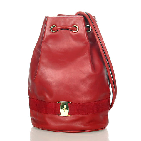 サルヴァトーレフェラガモ ヴァラ AG214181 レッド レザー リュック バックパック レディース Salvatore Ferragamo 【中古】