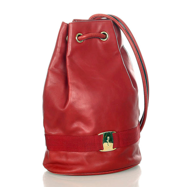 サルヴァトーレフェラガモ ヴァラ AG214181 レッド レザー リュック バックパック レディース Salvatore Ferragamo 【中古】