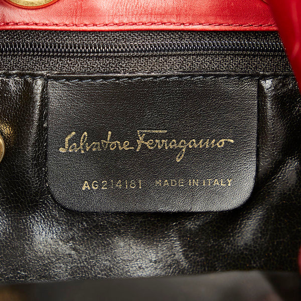 サルヴァトーレフェラガモ ヴァラ AG214181 レッド レザー リュック バックパック レディース Salvatore Ferragamo 【中古】