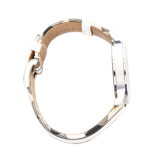 バーバリー 12620 ベージュ ステンレススチール ナイロン 腕時計 レディース BURBERRY クオーツ ホワイト文字盤 【中古】