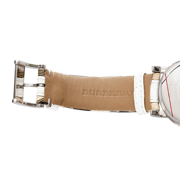 バーバリー 12620 ベージュ ステンレススチール ナイロン 腕時計 レディース BURBERRY クオーツ ホワイト文字盤 【中古】