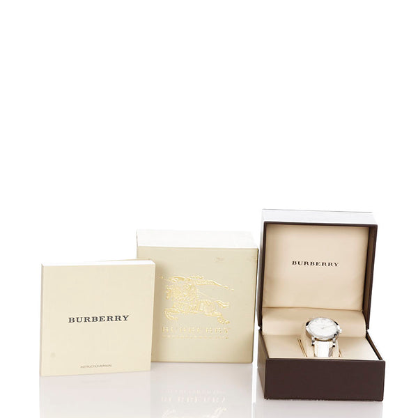 バーバリー 12620 ベージュ ステンレススチール ナイロン 腕時計 レディース BURBERRY クオーツ ホワイト文字盤 【中古】