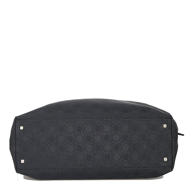 サルヴァトーレフェラガモ ガンチーニ  AU-21 2812 ブラック キャンバス レザー トートバッグ レディース Salvatore Ferragamo 【中古】