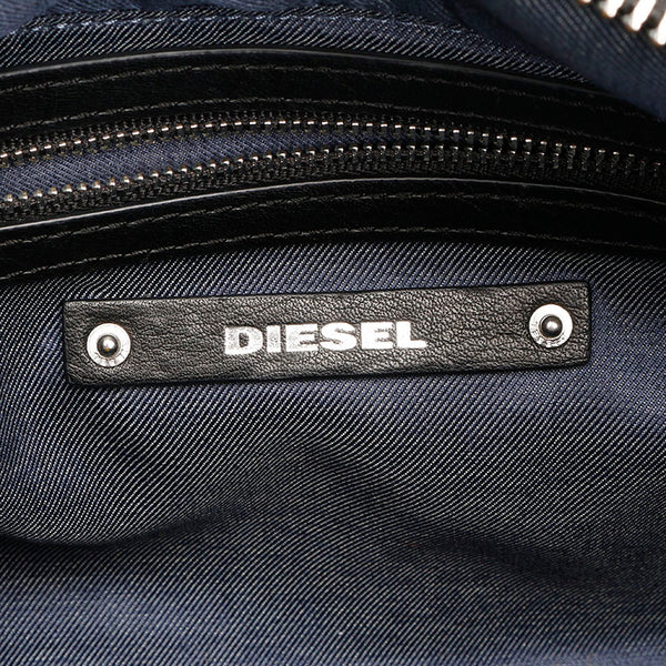 ディーゼル ブラック キャンバス レザー ハンドバッグ ショルダーバッグ 2WAY レディース DIESEL 【中古】