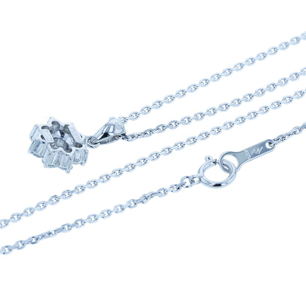 Pt900 プラチナ Pt850 プラチナ ダイヤ0.50ct フラワーモチーフ ネックレス レディース 【中古】