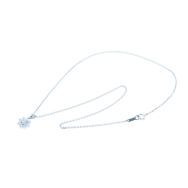 Pt900 プラチナ Pt850 プラチナ ダイヤ0.50ct フラワーモチーフ ネックレス レディース 【中古】