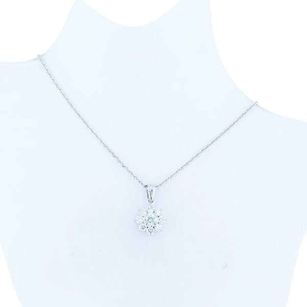 Pt900 プラチナ Pt850 プラチナ ダイヤ0.50ct フラワーモチーフ ネックレス レディース 【中古】
