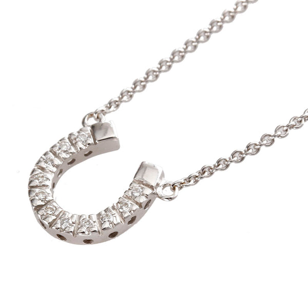 スタージュエリー K18WG ホワイトゴールド ダイヤ0.08ct ホースシューモチーフ ネックレス レディース STAR JEWELRY 【中古】