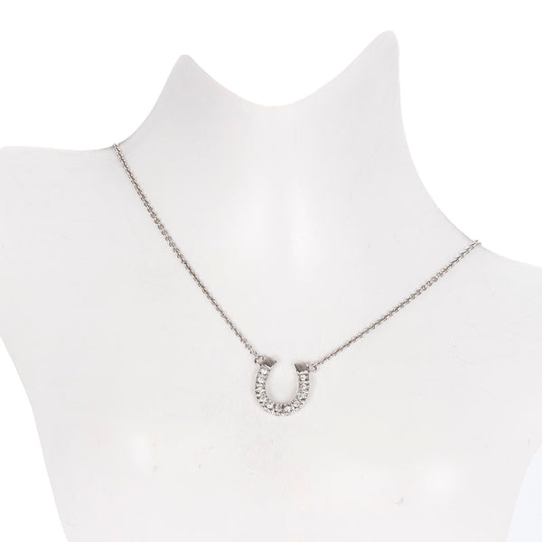 スタージュエリー K18WG ホワイトゴールド ダイヤ0.08ct ホースシューモチーフ ネックレス レディース STAR JEWELRY 【中古】