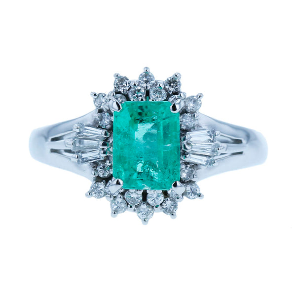 Pt900 プラチナ エメラルド0.80ct ダイヤ0.26ct リング 指輪 レディース 11号 【中古】