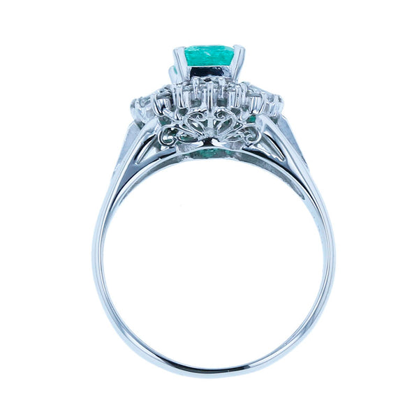 Pt900 プラチナ エメラルド0.80ct ダイヤ0.26ct リング 指輪 レディース 11号 【中古】