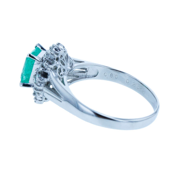 Pt900 プラチナ エメラルド0.80ct ダイヤ0.26ct リング 指輪 レディース 11号 【中古】