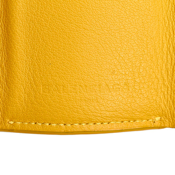 バレンシアガ ペーパー 三つ折り財布 391446 イエロー レザー レディース BALENCIAGA 【中古】