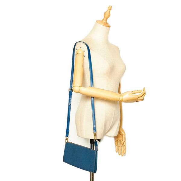 ルイ ヴィトン エピ アクセポ M52945 ブルー レザー ポシェット ショルダーバッグ レディース LOUIS VUITTON 【中古】